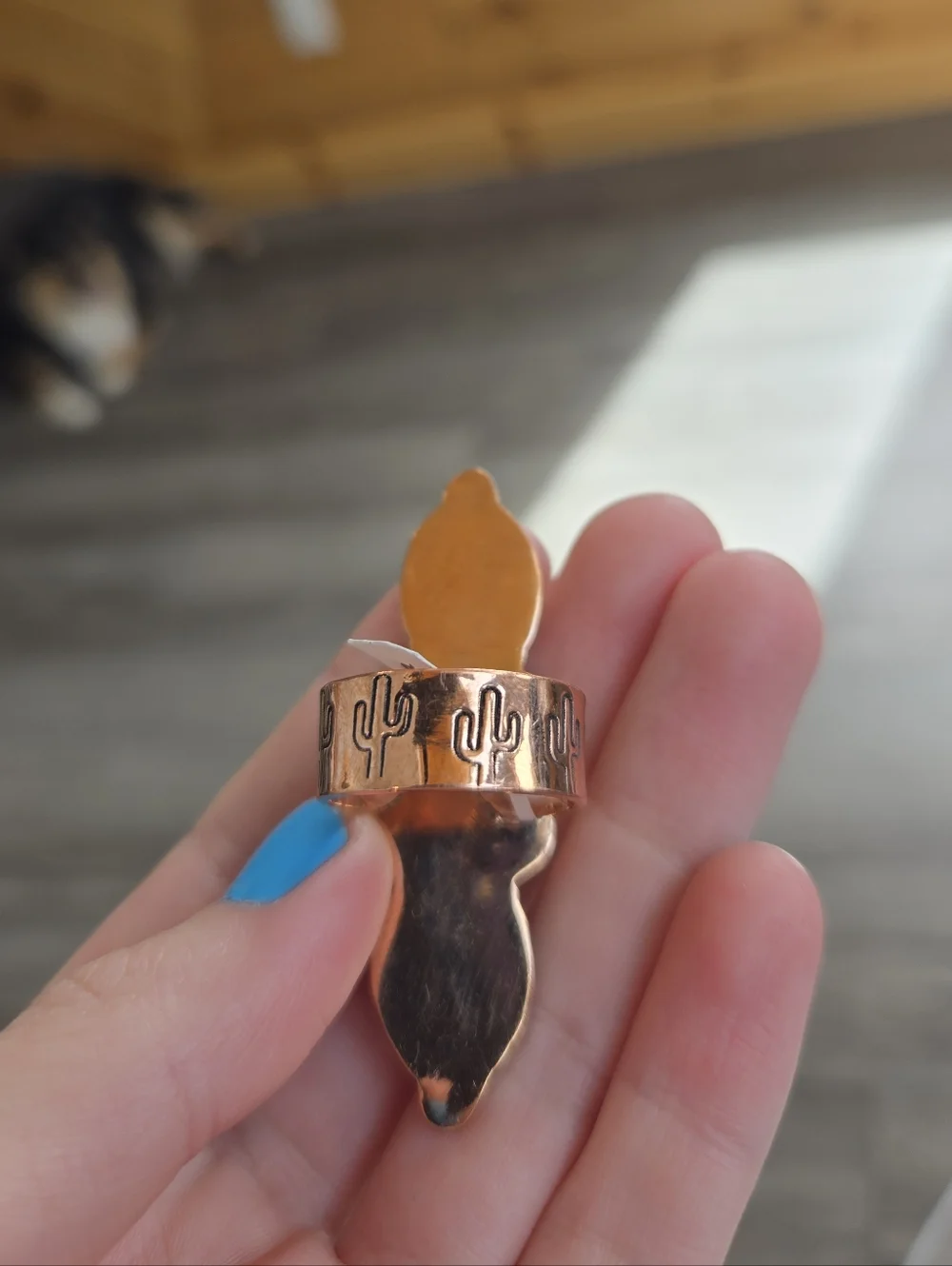 White Buffalo Turquoise Copper Triple Ring